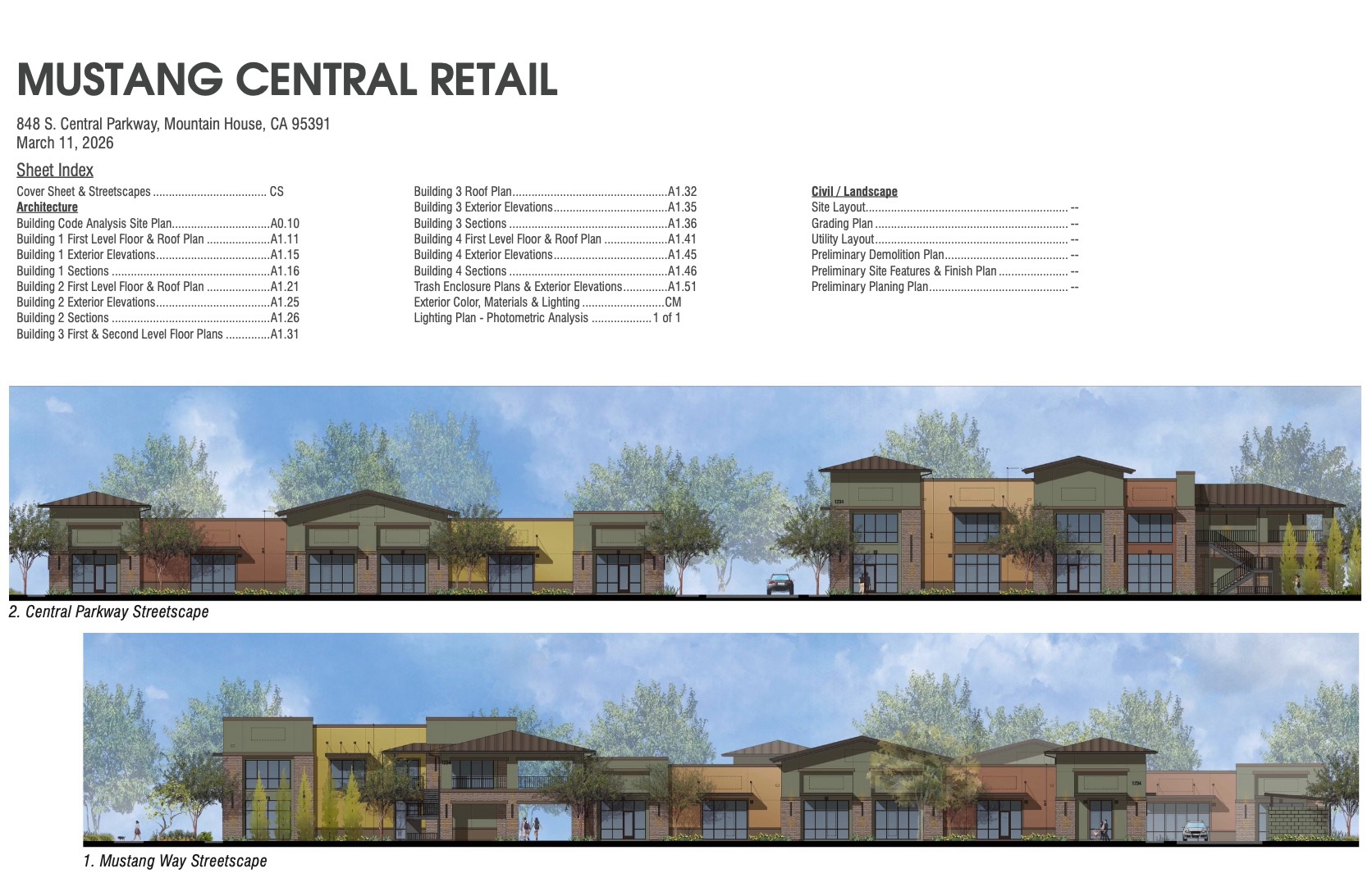 Architectural rendering of Mustang Central